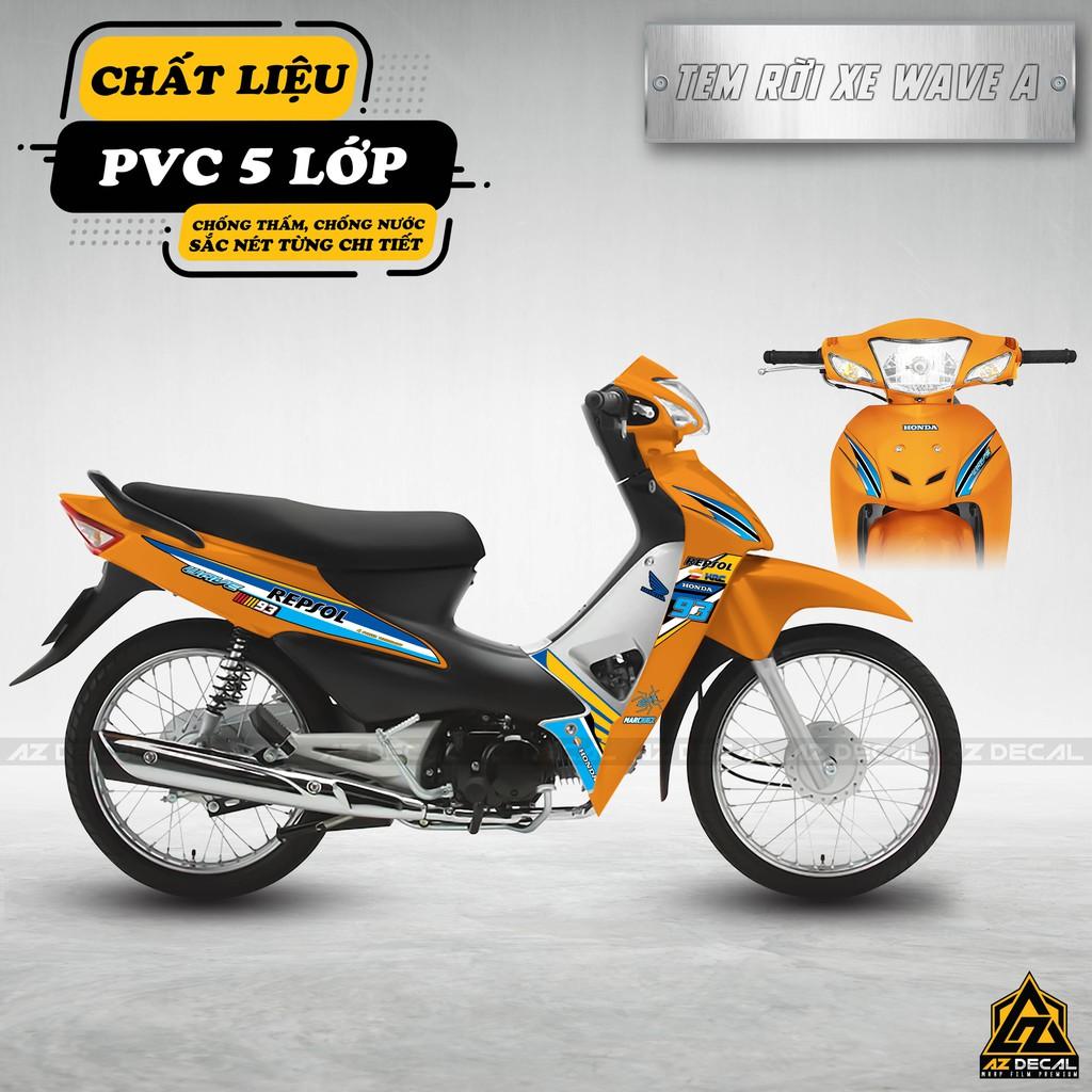 Tem Xe Wave Alpha Chủ Đề Repsol Xanh Vàng | WA09 | Tem Rời Dán Wave A 110 100 Cao Cấp Chính Xác Từng Chi Tiết - 2006 - 2016