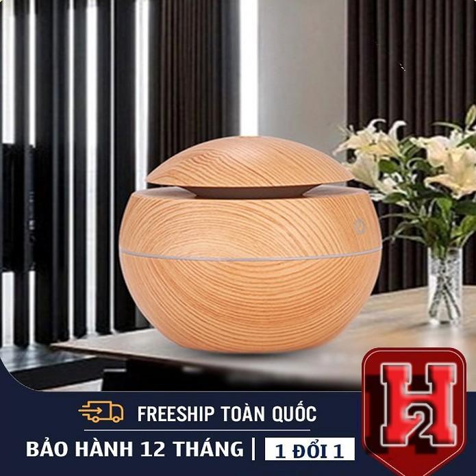 ️Tặng Kèm Tinh Dầu ️Máy Xông Tinh Dầu Hình Tròn Vân Gỗ