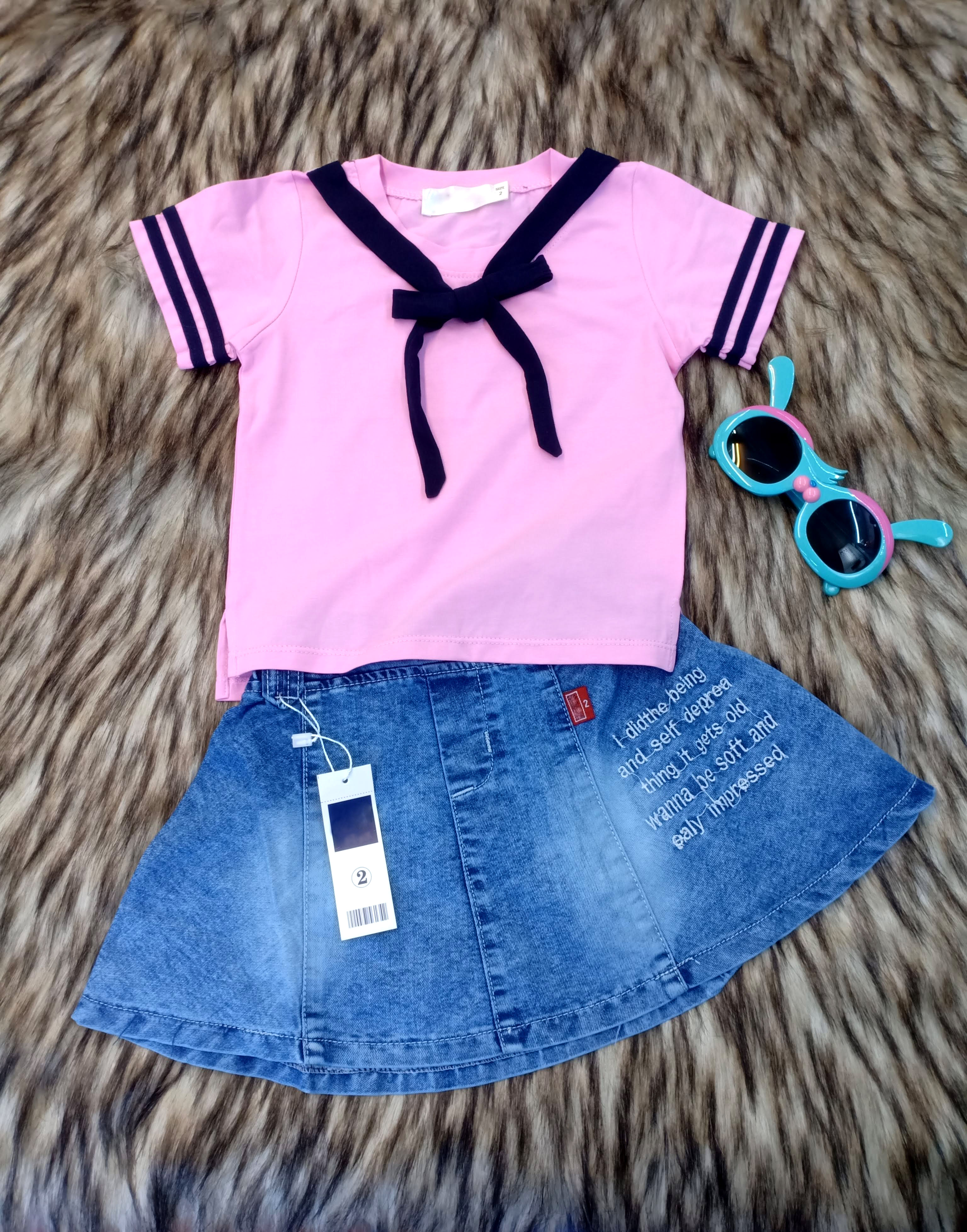 Bộ chân váy jeans phối cao cấp Nhí