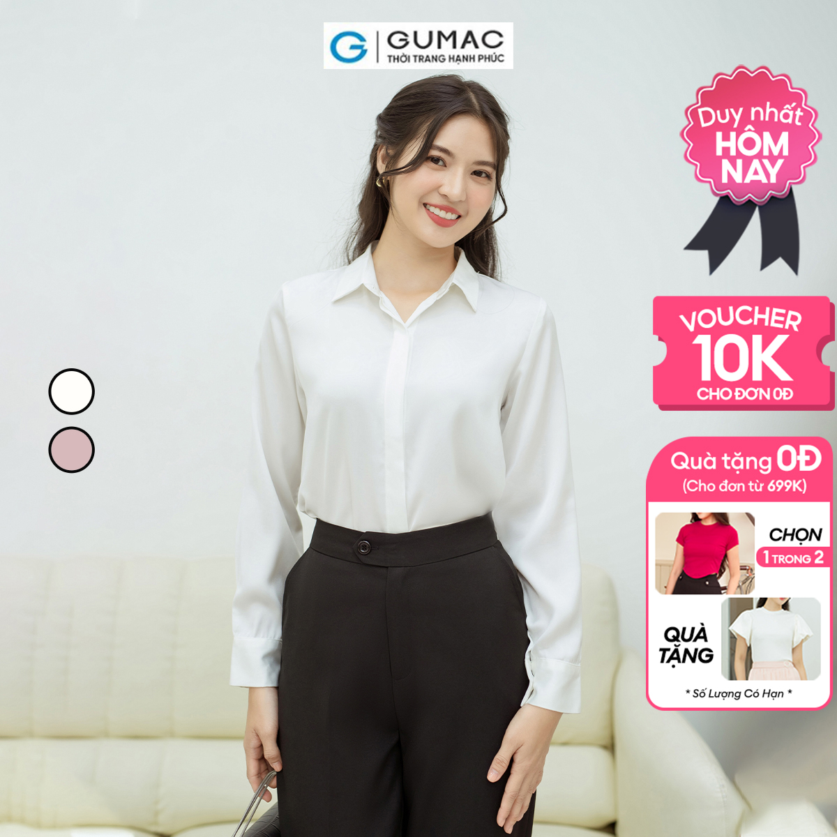 Áo sơ mi nẹp nút GUMAC AD08005