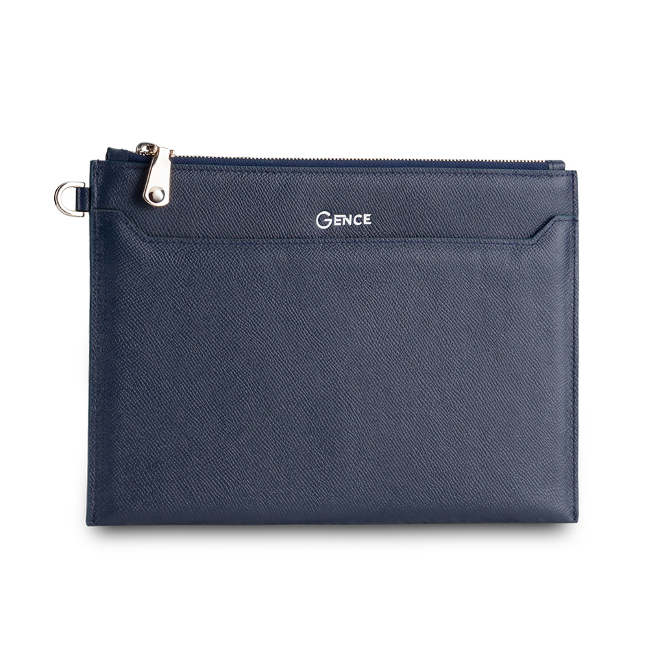 Clutch Nam Cầm Tay Ví Da Công Sở GENCE HT19 Da Bò Cao Cấp Màu Xanh Navy