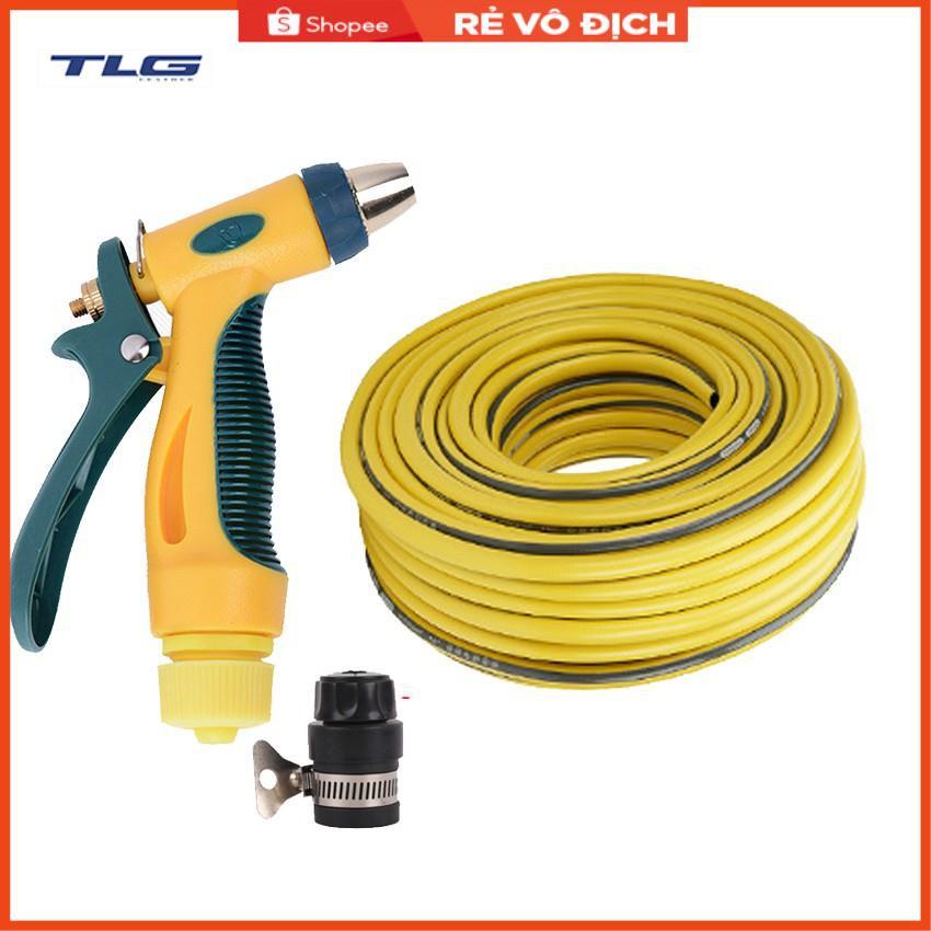 Bộ dây vòi xịt nước rửa xe,tưới cây tăng áp 3 lần 20m (nối nhựa đen 713-2)