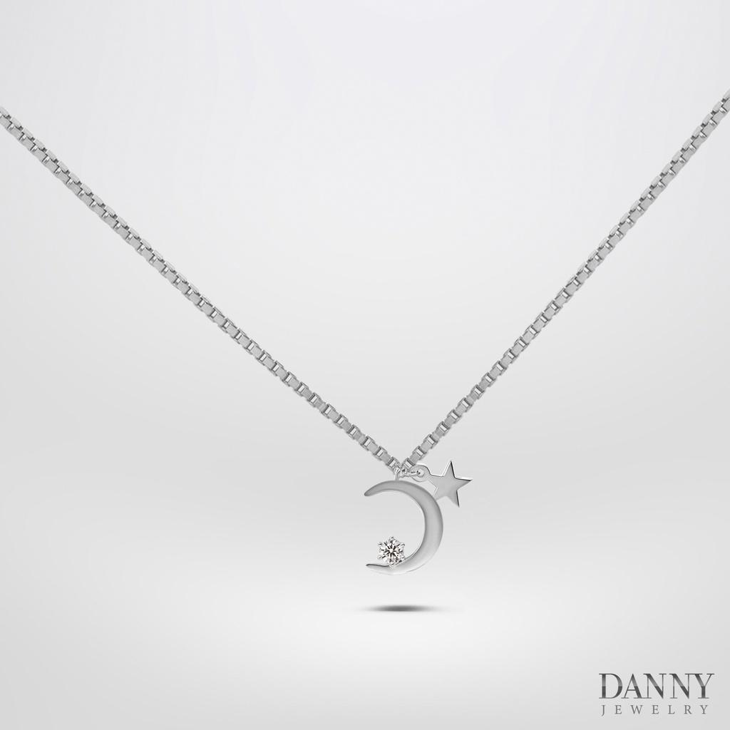 Dây Chuyền Có Mặt Danny Jewelry Bạc 925 Xi Rhodium Hình Trăng Sao & Đá CZ DM040
