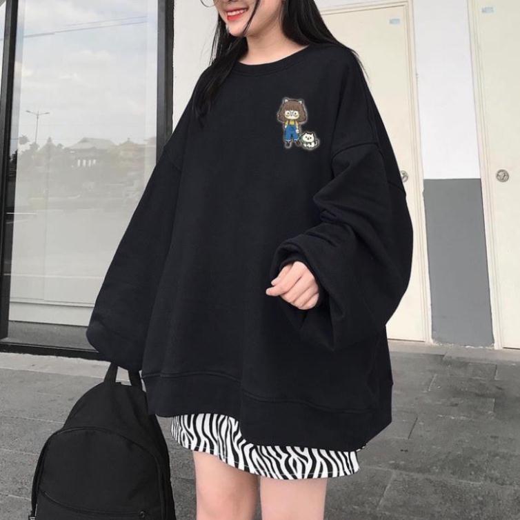 Áo Sweater Cô Chủ và Cún Con form rộng, áo sweater Cô Chủ và Cún Con phong cách oversize unisex