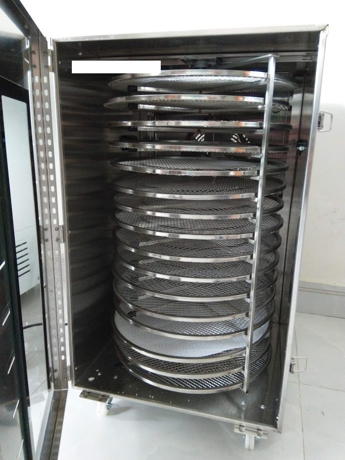 máy sấy thực phẩm hoa quả thịt cá 16 khay tròn trục xoay tự động điện 220v công suất 1500w