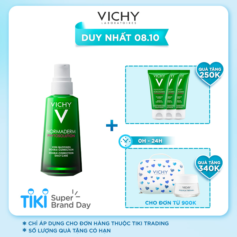 Bộ Kem Dưỡng Ẩm Cho Da Dầu Mụn Giúp Giảm Mụn &amp; Phục Hồi Da VICHY Normaderm Phytosolution