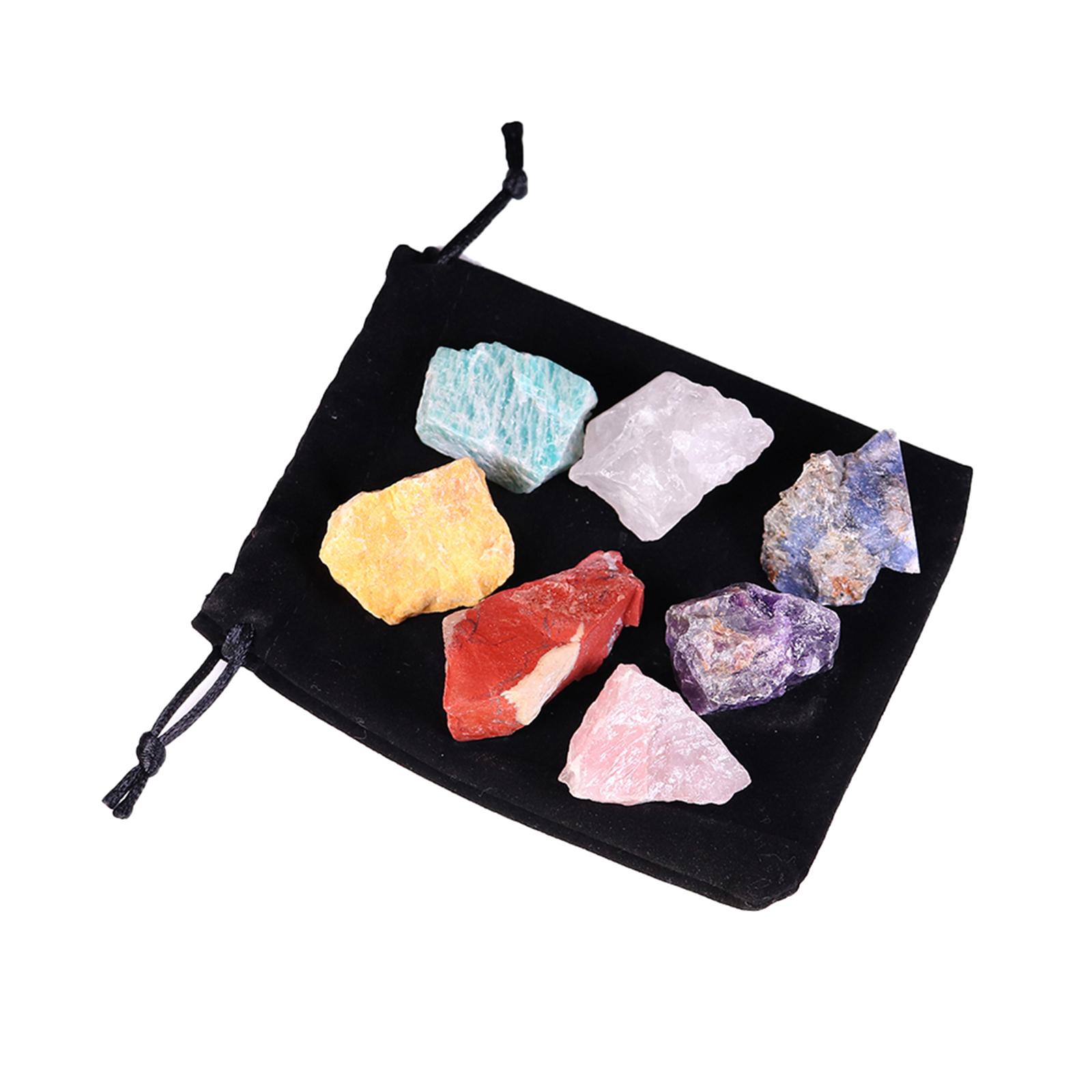 7pcs/Set Energy Infused Natural Raw Heal Crystals Tumbled Stones 7 Colors Chakra Stones Large Gemstones