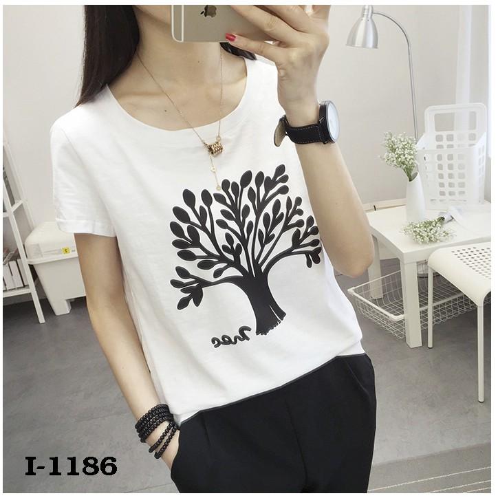 Áo Phông Nữ Tay Lỡ Họa Tiết Cây Cổ Thụ