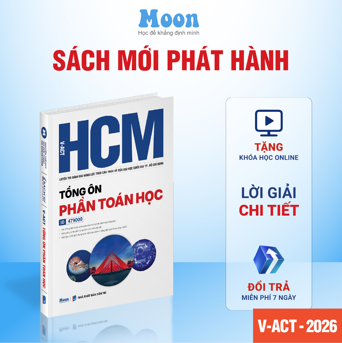 Sách luyện thi ĐGNL HCM (V-ACT ) – Tổng ôn phần Toán Học - MoonBook