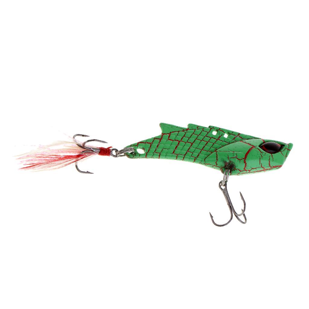 Metal VIB Fishing Lure Spinners Spoons Hard Bait Crankbaits with Feathers Treble Hooks