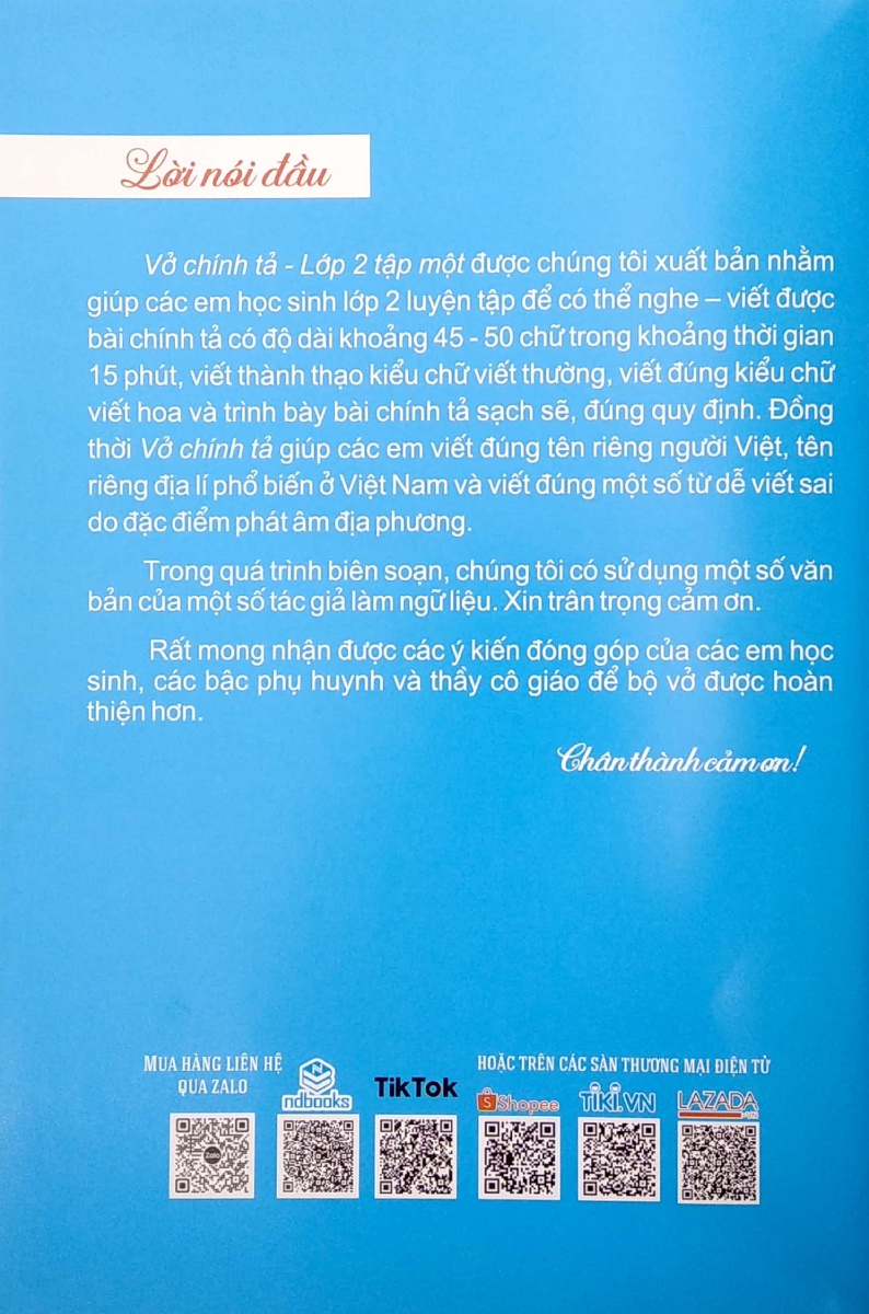 Vở Chính Tả Lớp 2 - Tập 1 - Tái Bản