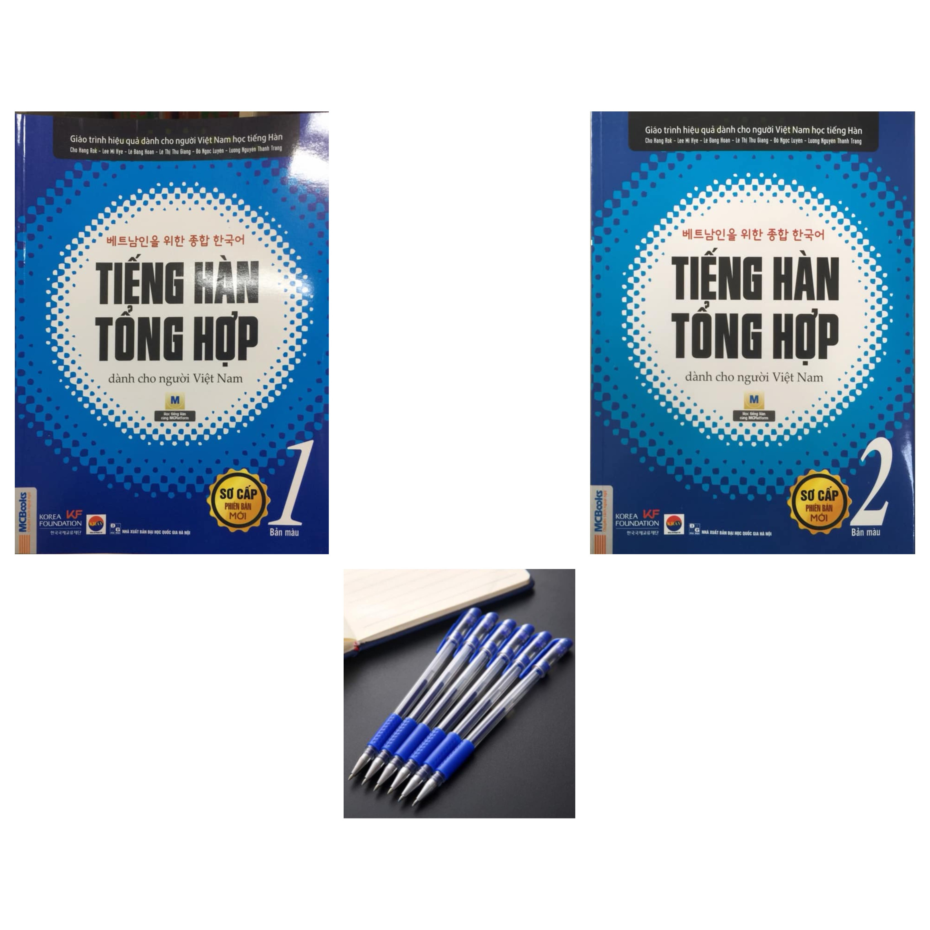 Combo 2 cuốn Tiếng Hàn tổng hợp tập 1 +2(bản in màu cao cấp) tặng bút bi nước