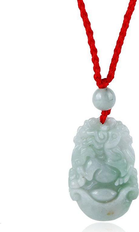 Mặt Dây Chuyền 12 Con Giáp Cẩm Thạch tặng kèm dây đen màu đỏ