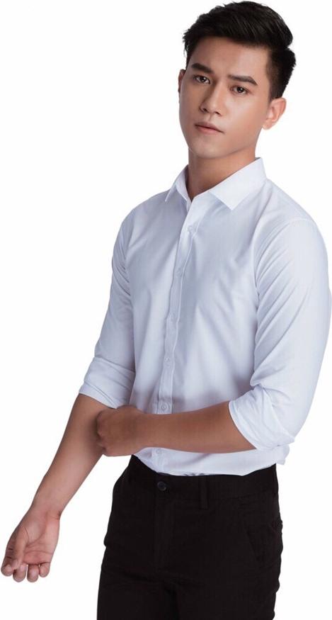 Hình ảnh Áo Sơ Mi Nam Công Sở Hàn Quốc, Chất Liệu Cao Cấp, Thời Trang (Nhiều Màu) - Trắng cúc trắng - M