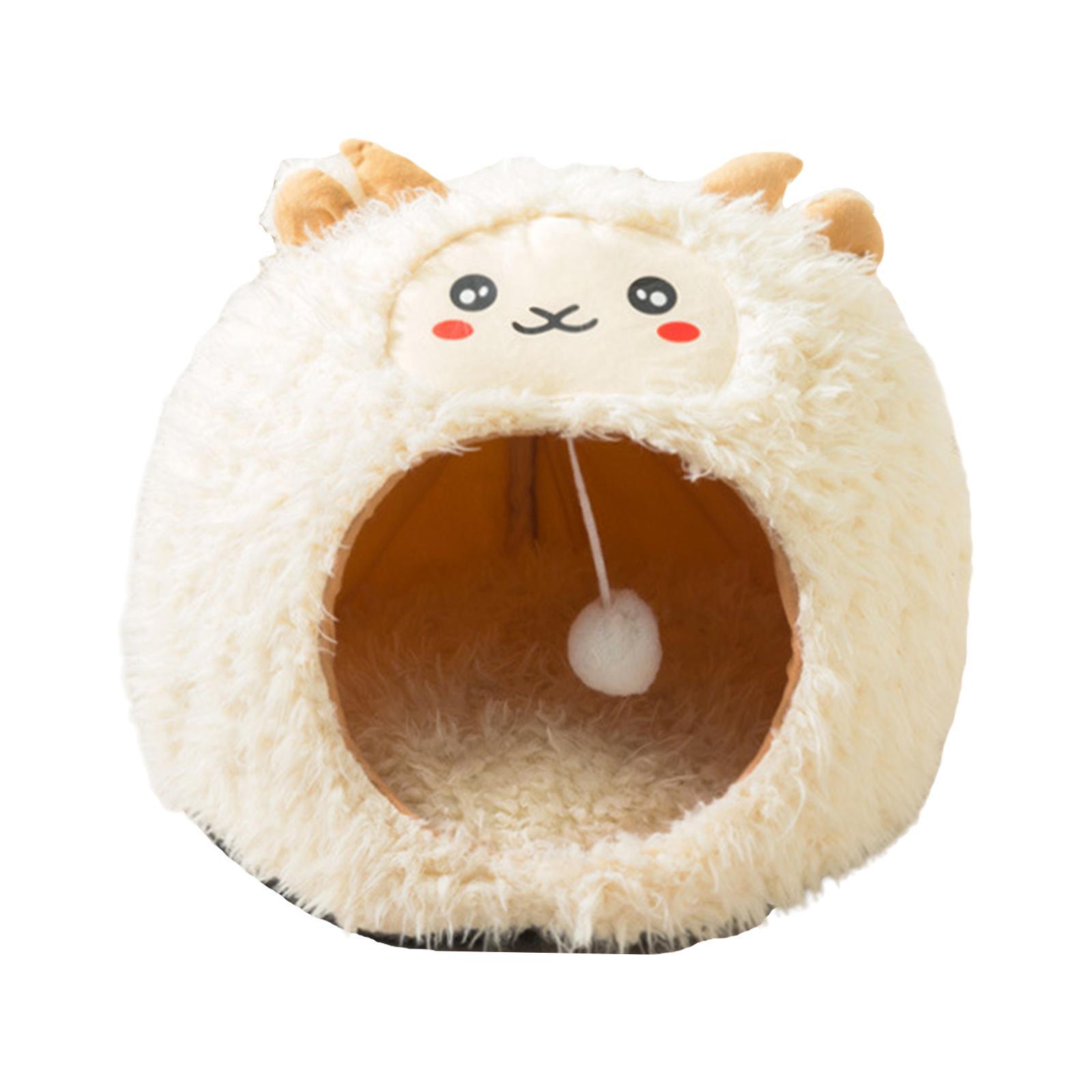 Fleece Lamb Shaped Cave Sleep Adorable Kennel for Pet Supplies Kitty Dog