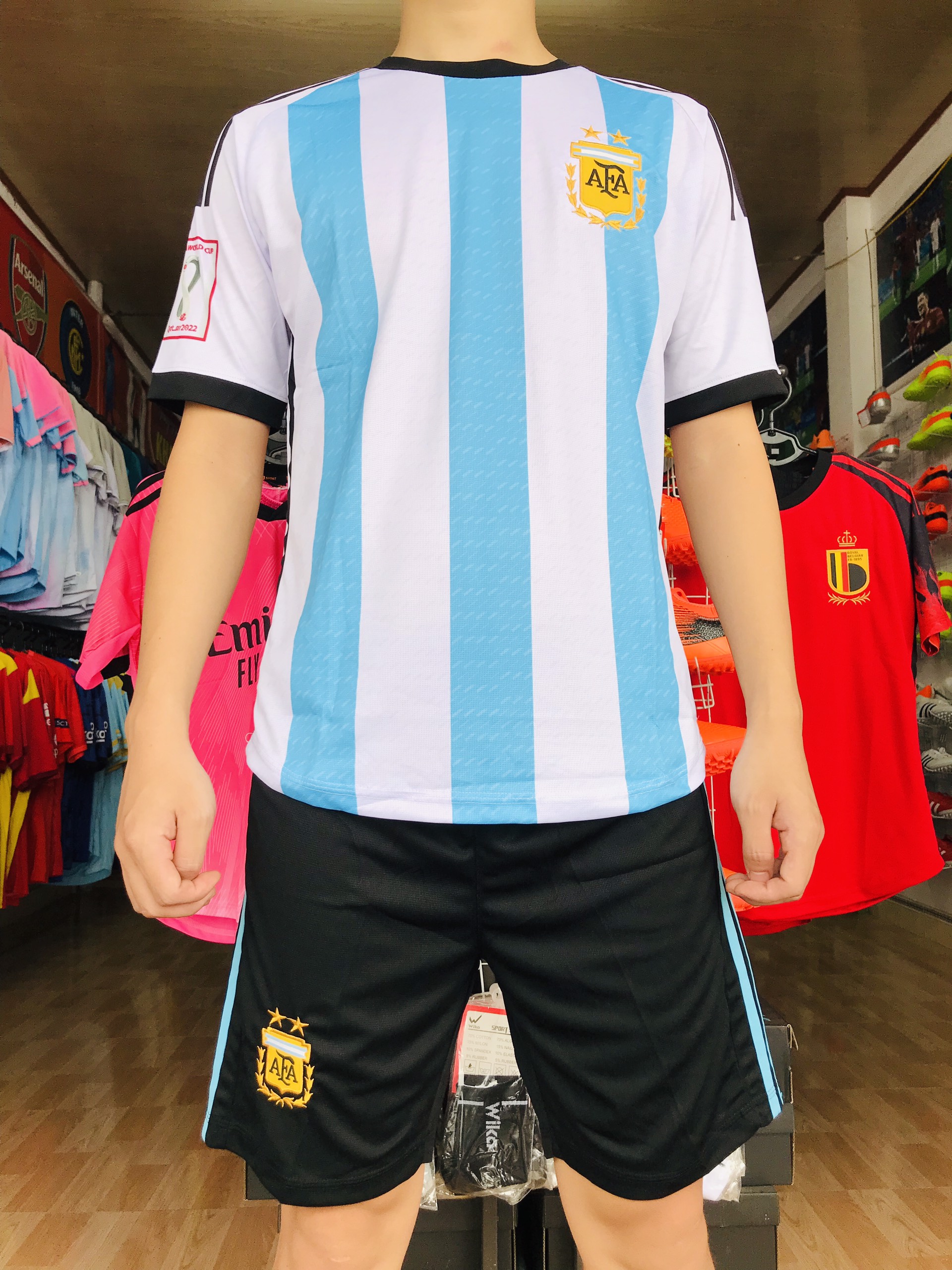mẫu quần áo đá sân cỏ nhan tạo bộ đồ đội tuyển quốc gia  Argentina