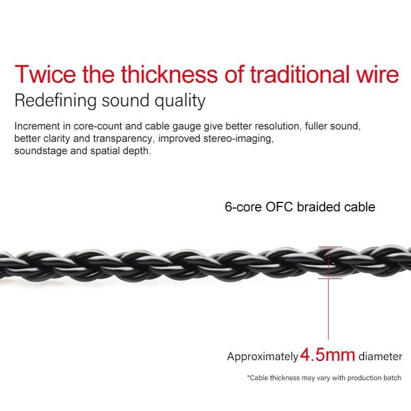 Cáp mạ đồng kết nối MMCX/2PIN đầu cắm 3.5mm cho TRN V80/V30/IM2