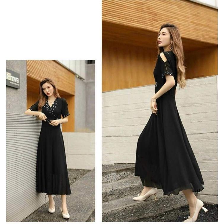 ĐẦM XOÈ ĐEN PHỐI CHẤM BI
