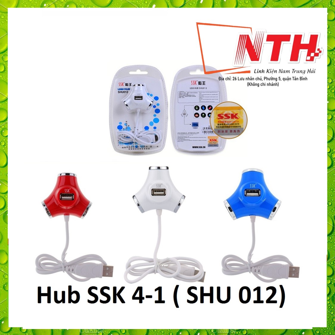 Hub USB bộ chia cổng USB từ 1 ra 4 cổng SSK SHU 012