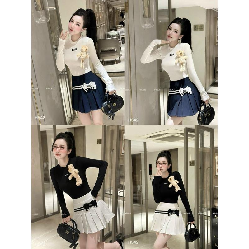 SET ÁO DÀI TAY MIUMIU KÈM GẤU&amp;CHÂN VÁY XẾP LY BY JOLIE