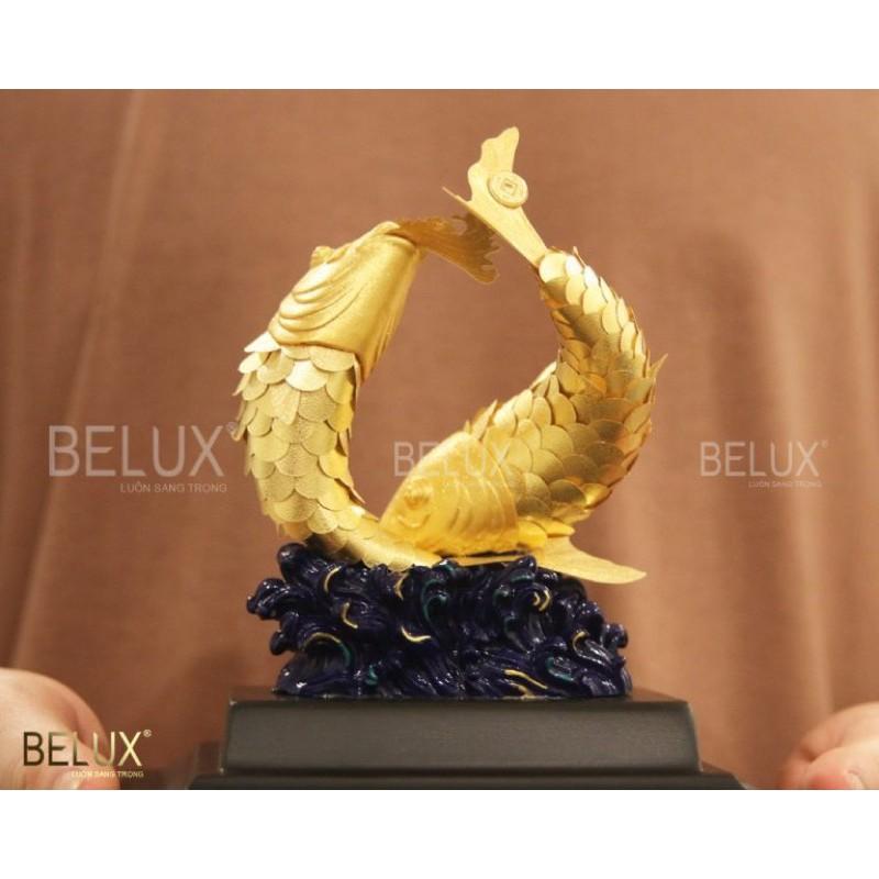 Tượng đôi cá chép dát vàng 24k - Quà tặng sếp sang trọng