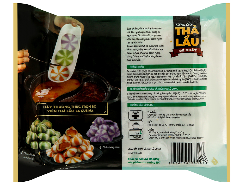 VIÊN SURIMI BÁNH BAO THẢ LẨU PHÔ MAI TRỨNG MUỐI 500G