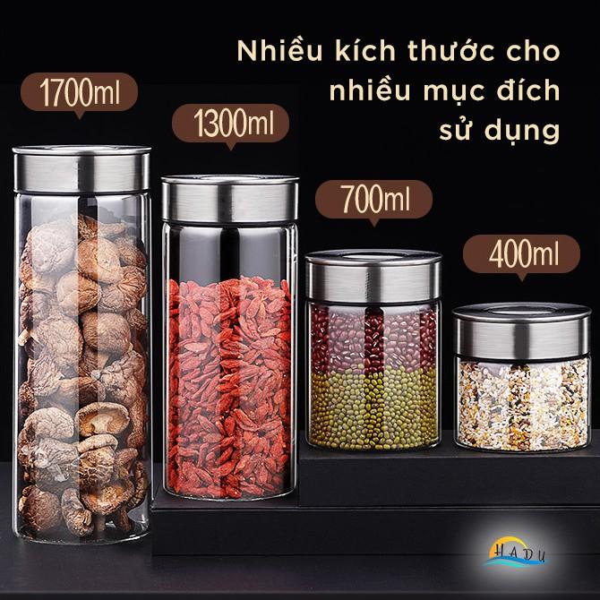 Hộp Đựng Trà Cafe Đồ Khô Và Ngũ Cốc Thủy Tinh Có Nắp Inox Cao Cấp Đạt Chất Lượng Đức SSGP