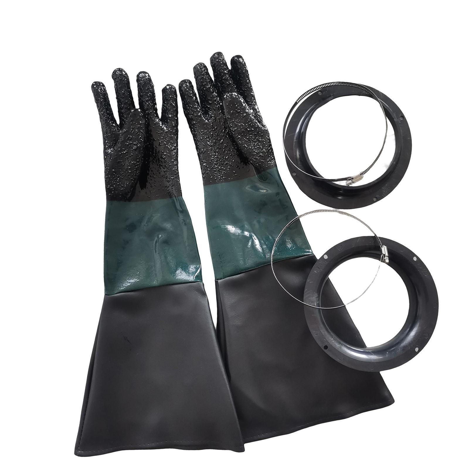 Professional Sandblasting Gloves with Clamp Hoop for Sandblasting Cabinet