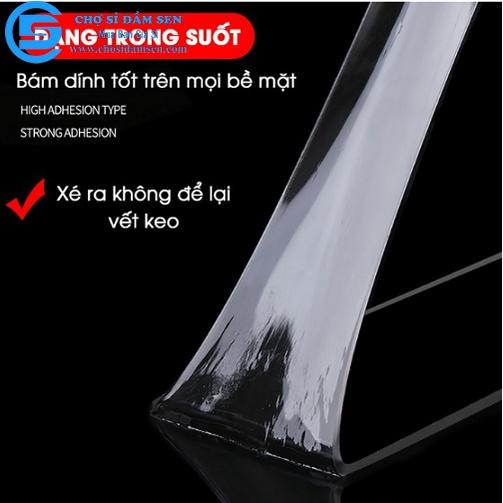 1 cuộn băng keo 2 mặt trong suốt chất liệu silicon Nano siêu dính dài 3 mét