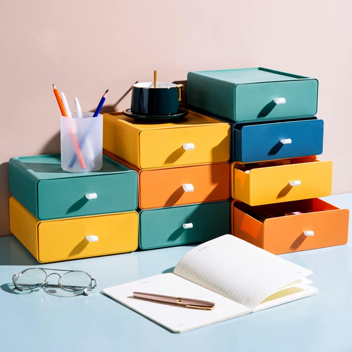 Hộp lưu trữ văn phòng 2 -room, nhà tổ chức ngăn kéo trang điểm có thể xếp chồng lên nhau, công cụ tổ chức lưu trữ văn phòng cho bàn làm việc, ký túc xá