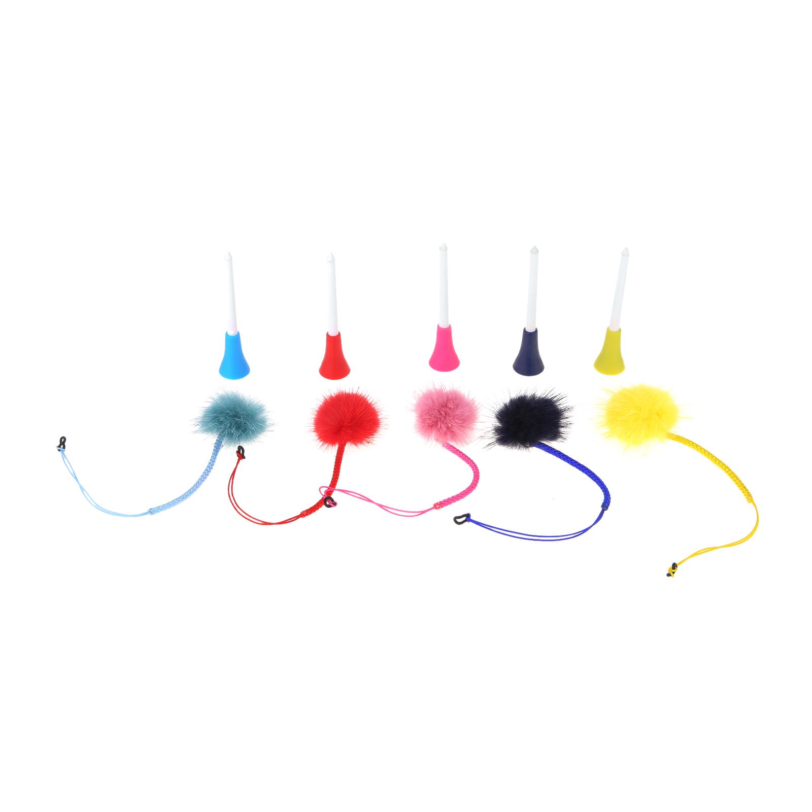 1/5 Cao Su Golf TEE Màu Sắc Khác Nhau 4Cm Giả Lông Chồn Sang Trọng Bóng Thủ Công Dây Bện Ngăn Ngừa Mất Golf Giá Đỡ Color: 5 colors kit