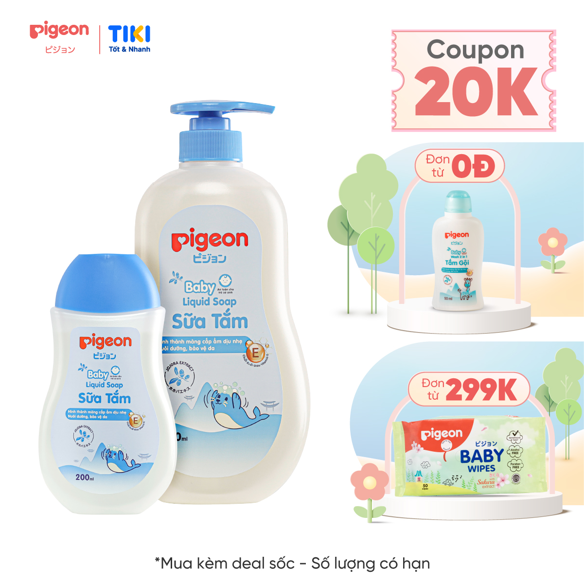 Sữa tắm dịu nhẹ Jojoba Pigeon 200ml/700ml