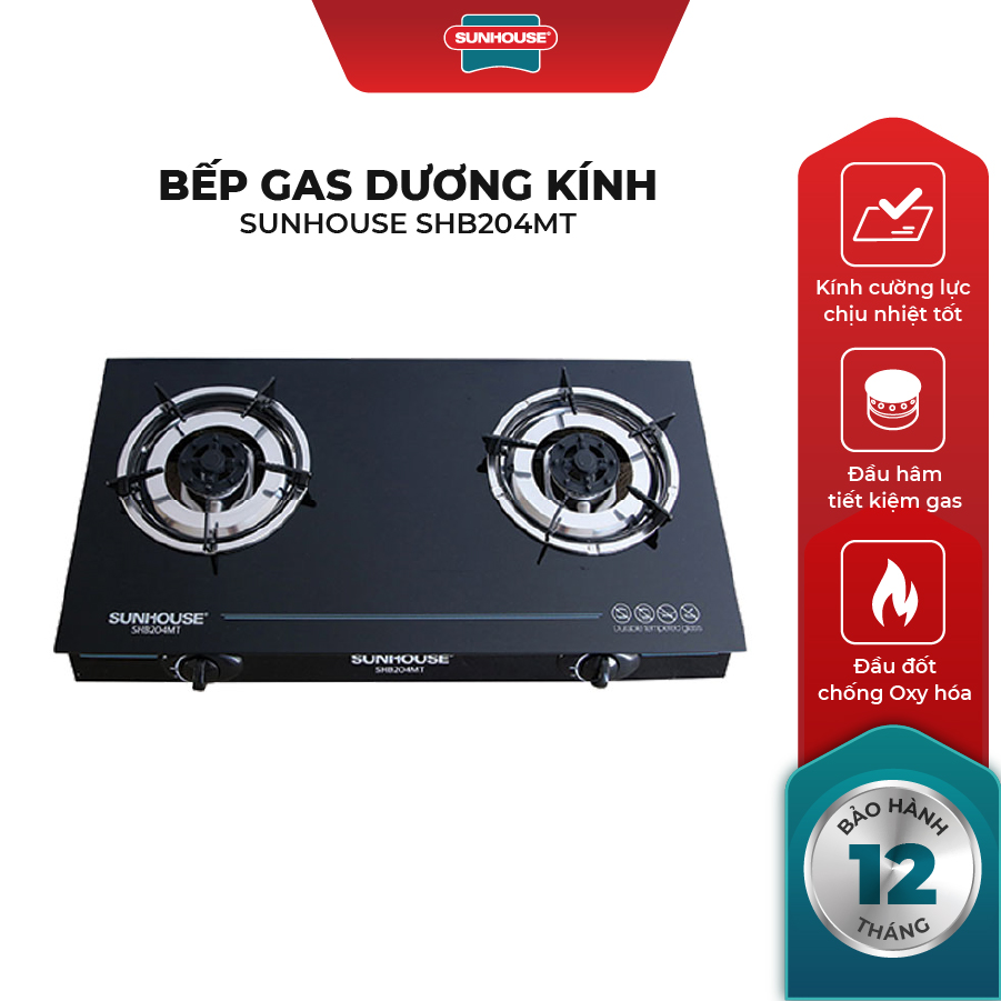 Bếp Gas Dương Mặt Kính Sunhouse SHB204MT - Hàng chính hãng