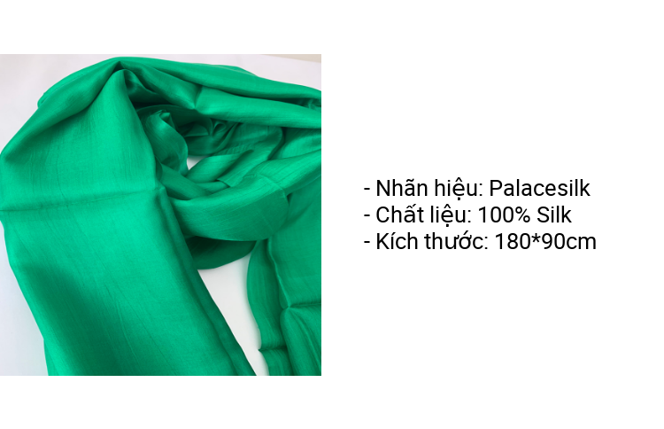 Khăn quàng cổ lụa tơ tằm trơn màu xanh, 100%silk, hàng thủ công chất lượng cao