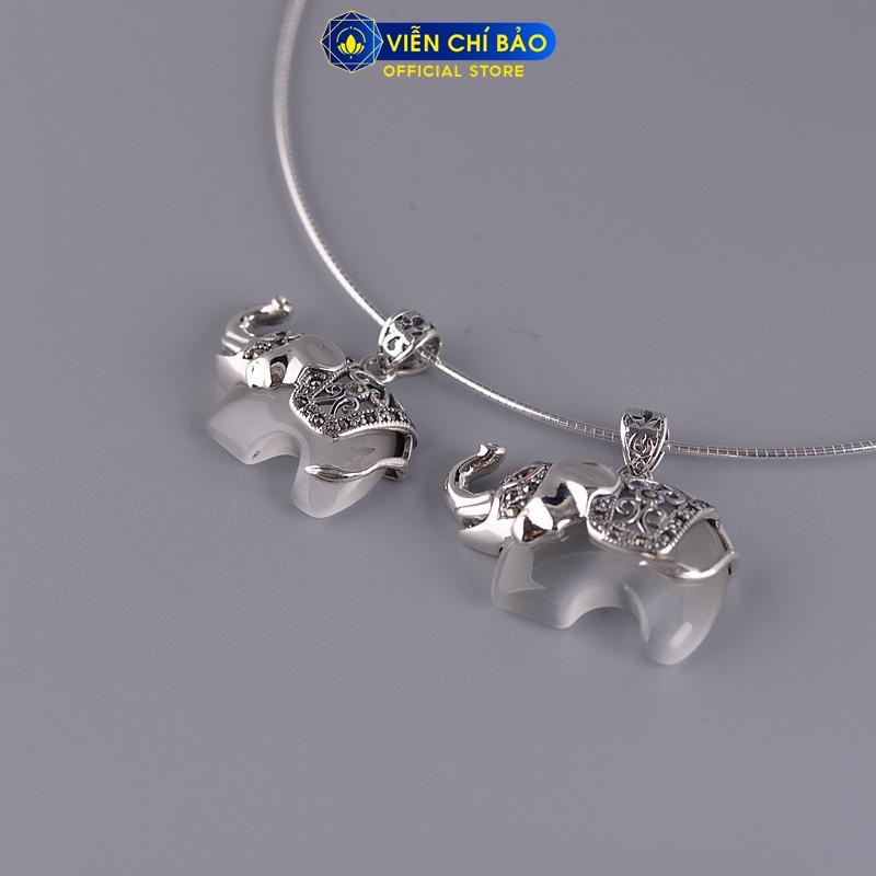 Mặt dây chuyền bạc nữ Voi đá mã não chất liệu bạc 925 thời trang phụ kiện trang sức nữ Viễn Chí Bảo M000225