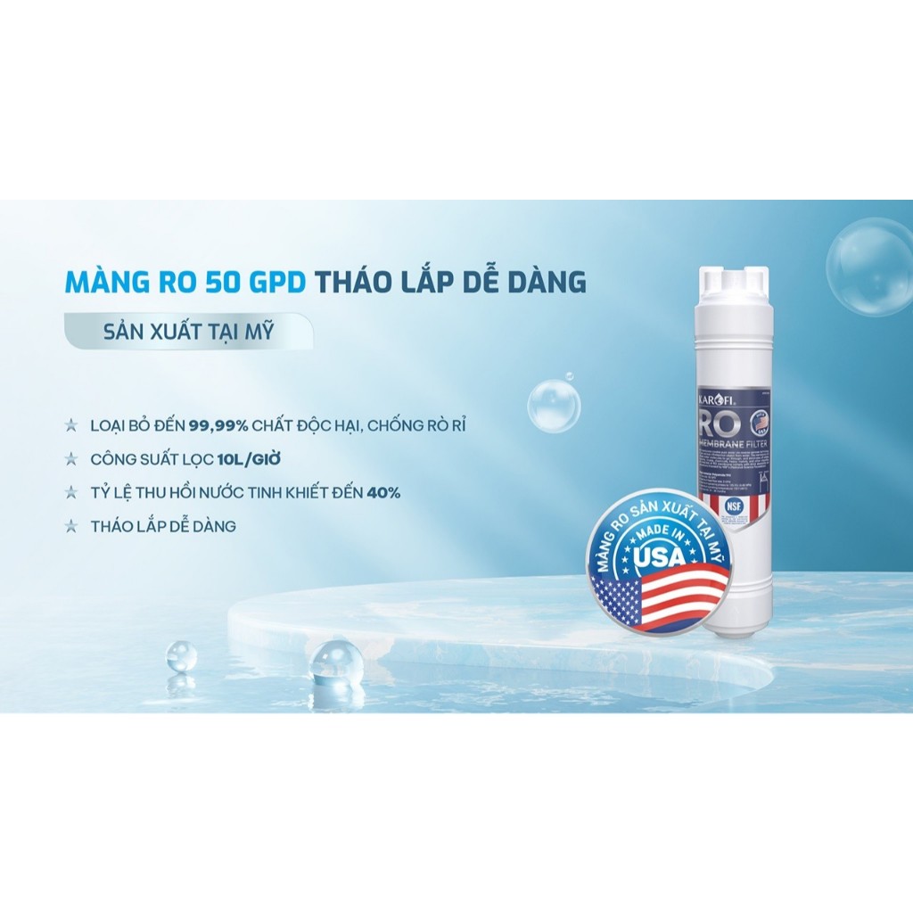 [ĐỘC QUYỀN ONLINE - TẶNG BỘ LÕI] Máy lọc nước RO để gầm Karofi KAQ-UE03 - hệ 10 lõi, Màng RO 50 GPD, Bảo hành 36 Tháng - Hàng chính hãng