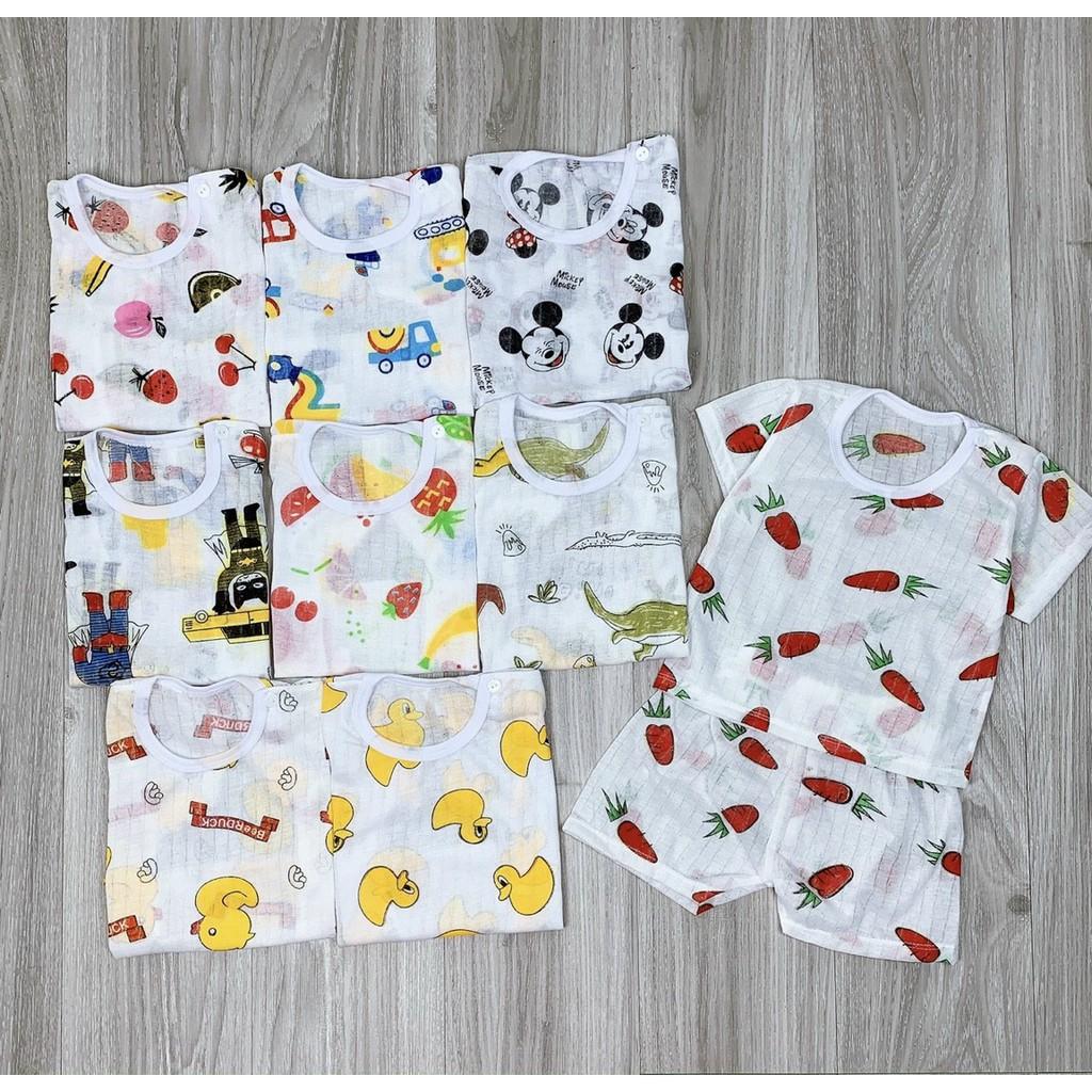 Bộ coton giấy cộc cho bé trai bé gái size 4-15kg