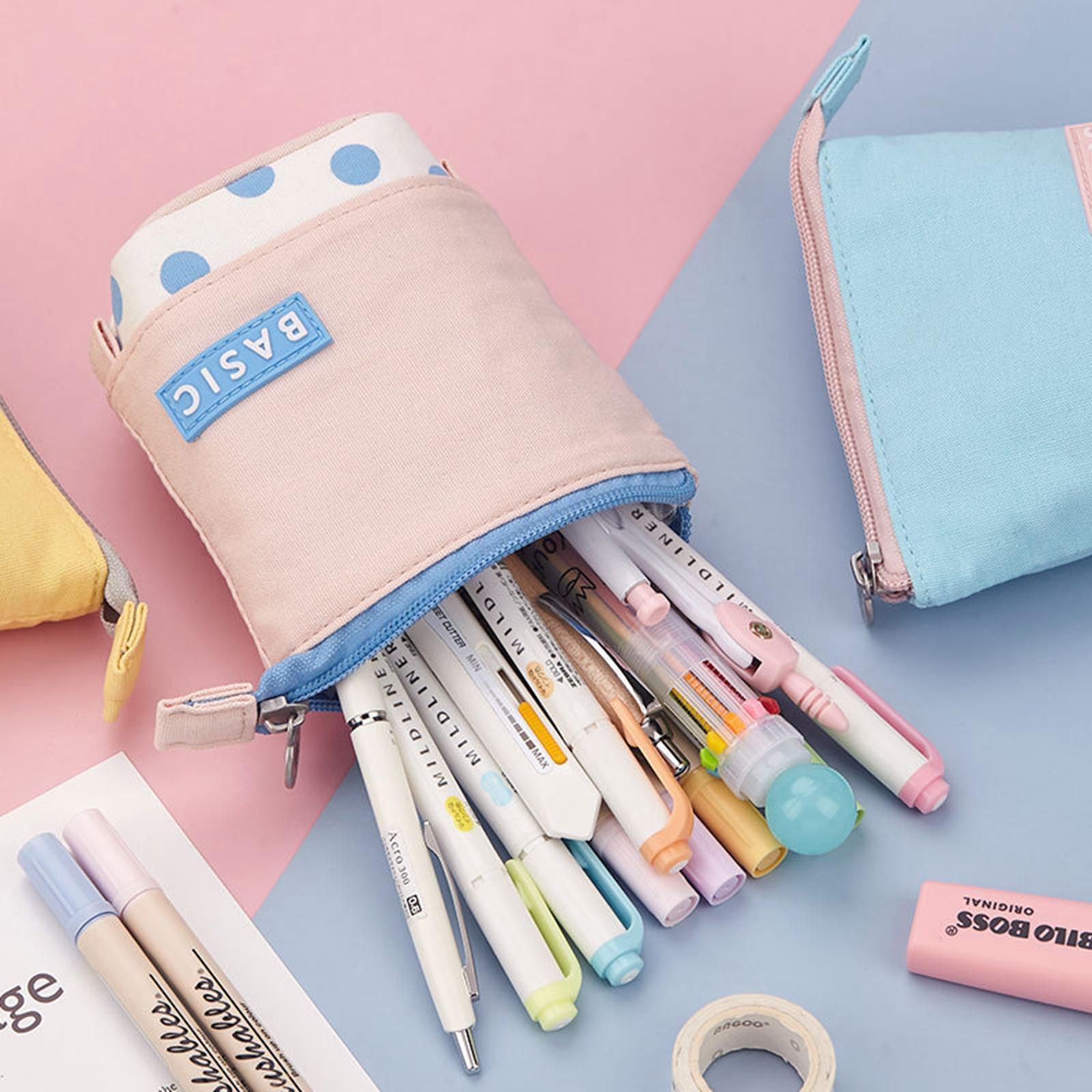 Pencil Telescopic Holder Bag Portable Canvas Cosmetic Pouch