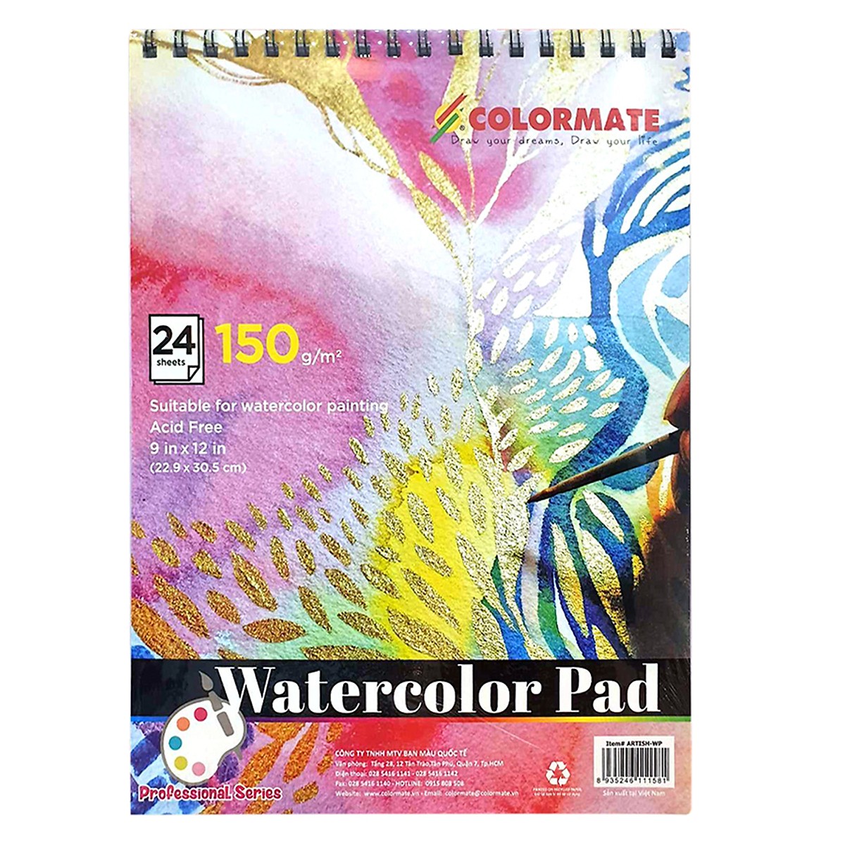 Tập Giấy Vẽ A4 Watercolor Pad (24 Tờ)  Colormate