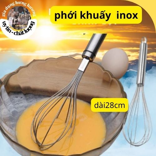 Phới quấy que đánh trứng bột cầm tay inox, dụng cụ pha chế