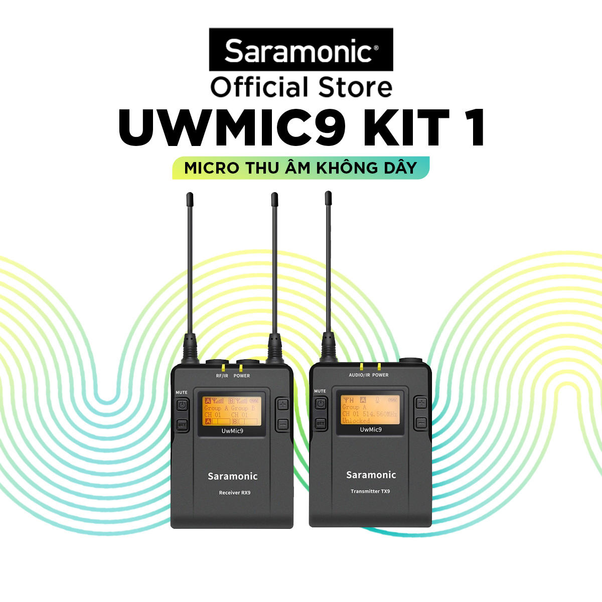 Bộ Micro Thu Âm Không Dây Saramonic Uwmic9 Kit1 - Quay Phim / Vlog / Livestream - Hàng Chính Hãng 