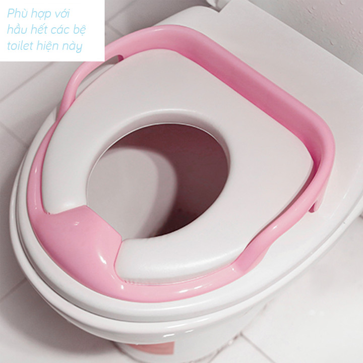 Bệ ngồi toilet cho bé - Bệ đi vệ sinh cho bé - Bệ thu nhỏ bồn cầu cho bé - Bệ lót thủ nhỏ bồn cầu có tay vịn