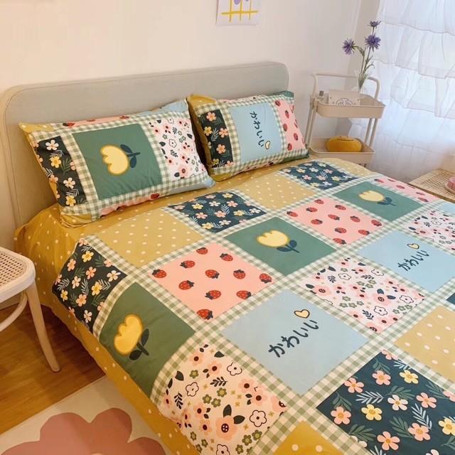 Bộ Chăn Ga Gối Cotton 100% - Hoa Thổ Cẩm