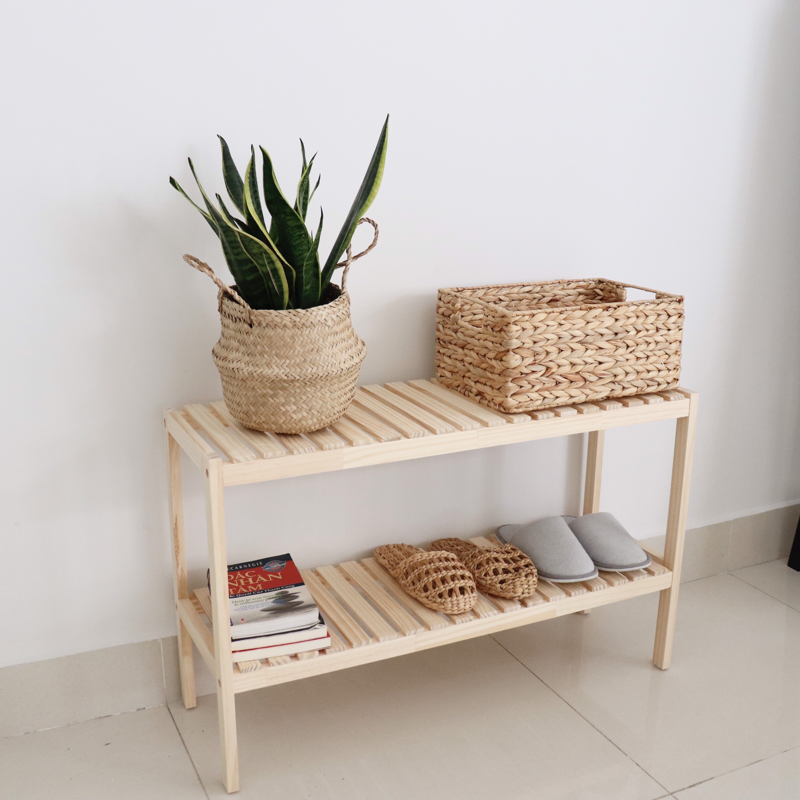 Kệ giày dép 2t-800 màu gỗ tự nhiên- Twin Home
