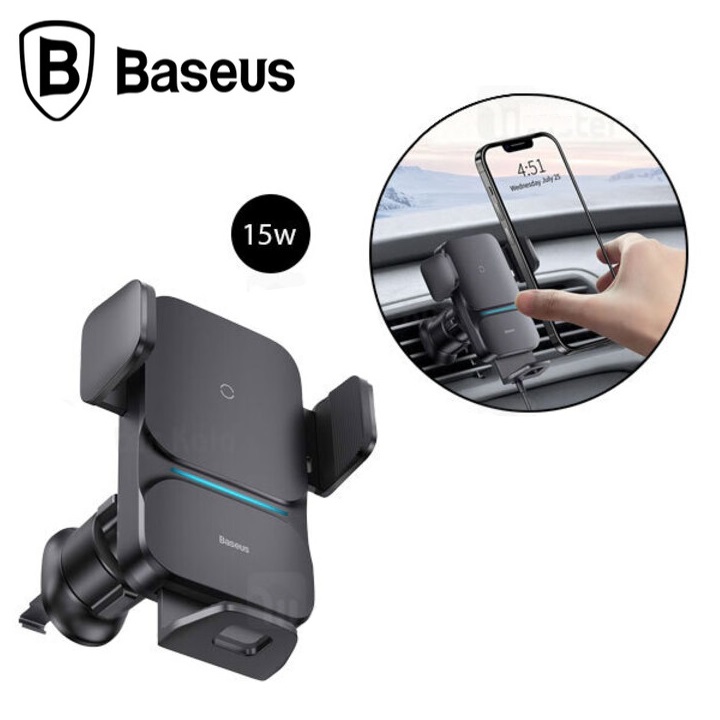Giá đỡ điện thoại kiêm sạc không dây cao cấp Baseus gắn hốc gió ô tô, xe hơi - Hàng Nhập Khẩu