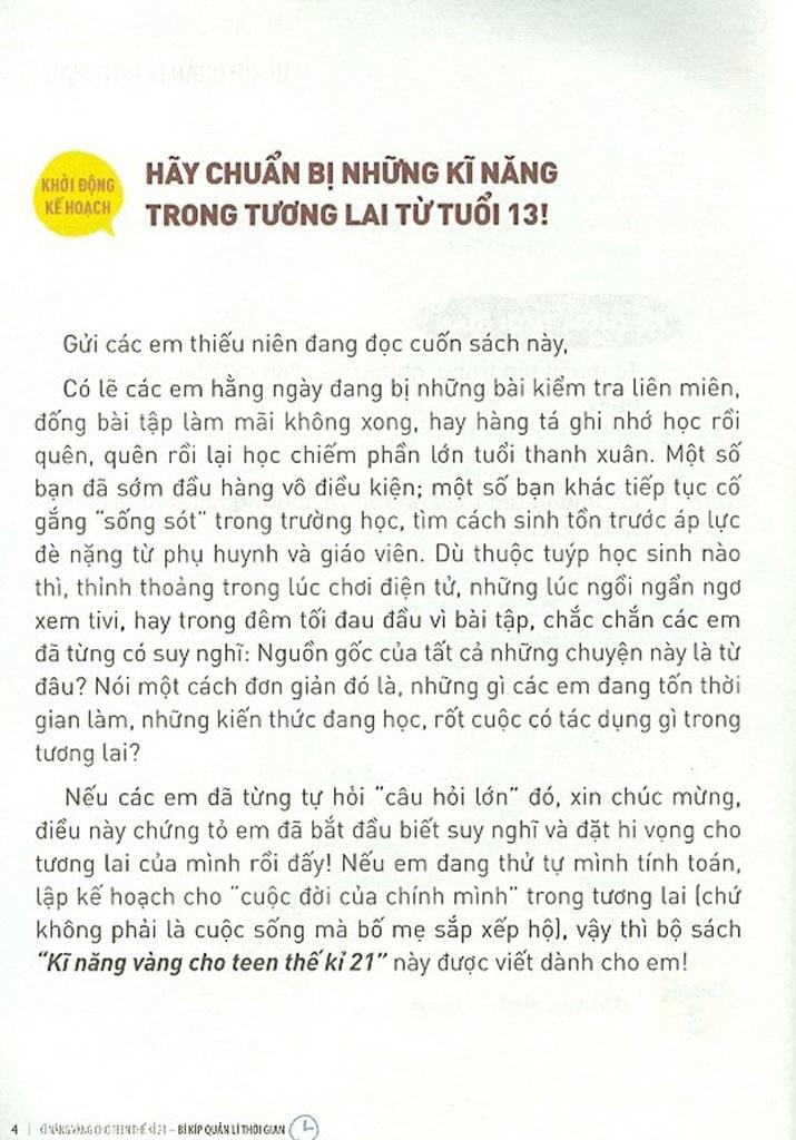 Kĩ Năng Vàng Cho Teen Thế Kỉ 21 - Bí Kíp Quản Lí Thời Gian (Tái Bản 2024)