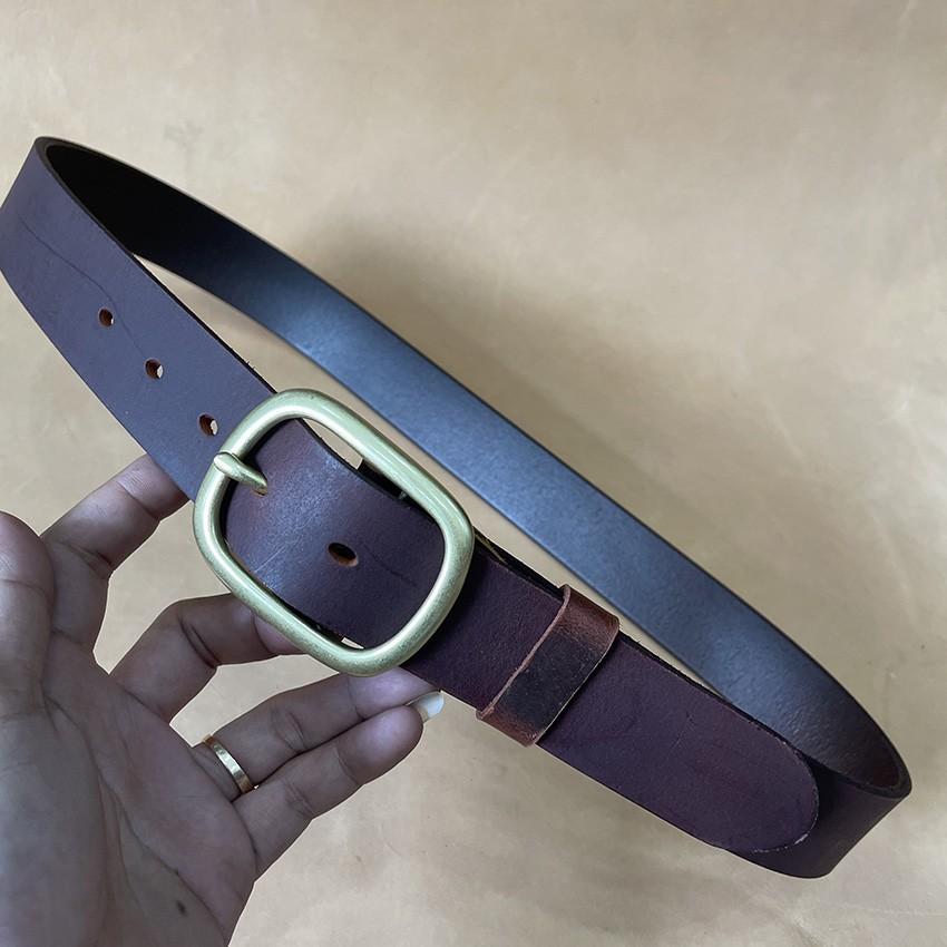 Thắt Lưng Nam Dây Nịt Da Bò Sáp Ngựa Điên Khóa Đồng Đúc Nguyên Chất TM802 Tặng Hộp Lót Nhung Cao Cấp