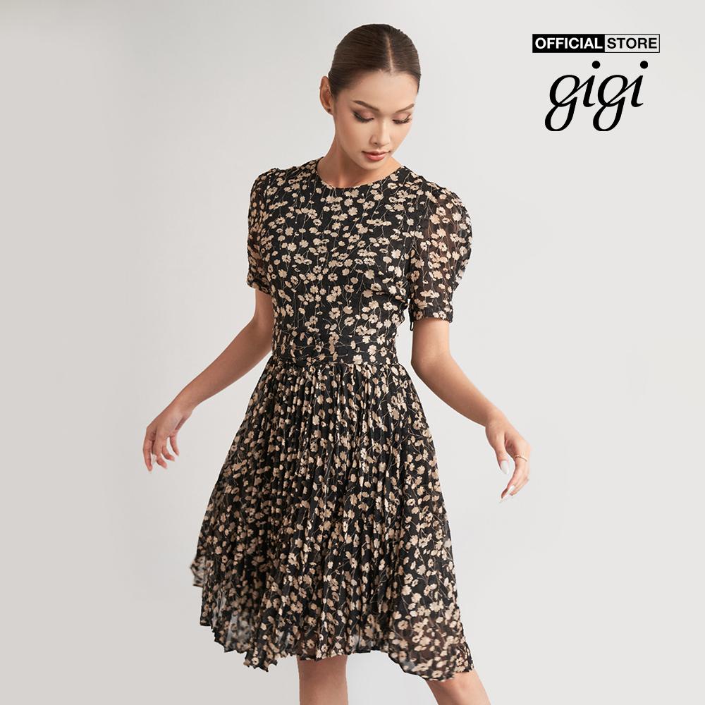 GIGI - Đầm mini hoa tay ngắn cổ tròn xinh xắn G2101D221183