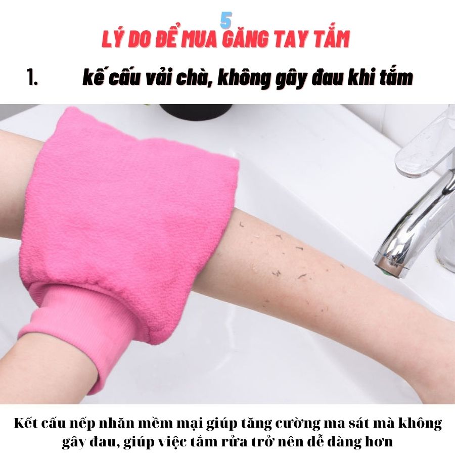 Găng tay tẩy tế bào chết, găng tay tắm FUNU - Khăn bao tay tắm 2 mặt tẩy da chết, khăn tắm tẩy da chết - Hàng chính hãng