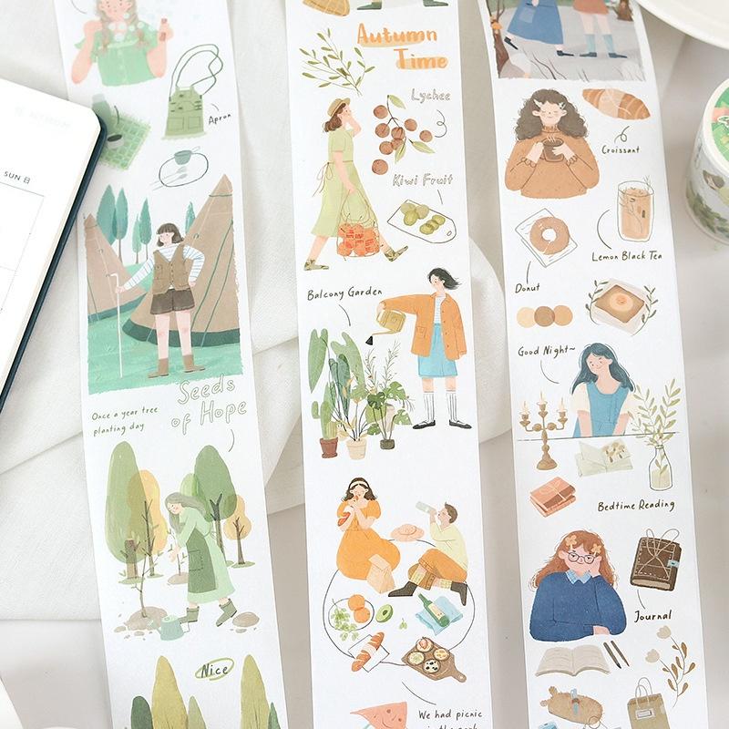 Một chu kì washi tape chủ đề cuộc sống thiếu nữ dễ thương dùng để trang trí 35cm